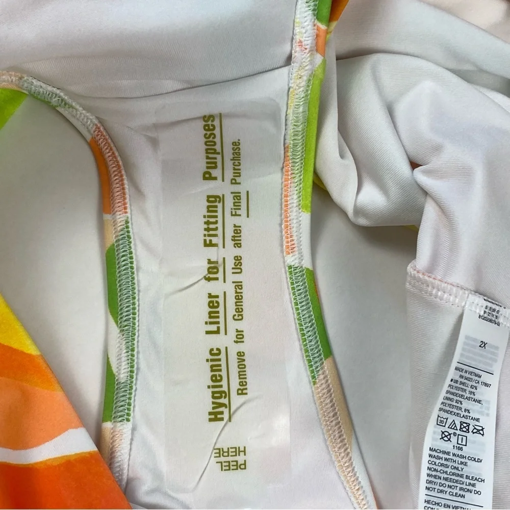 Old Navy Bikini Swim Bottoms Women XXL White Colorful Tropical High Rise Beachy